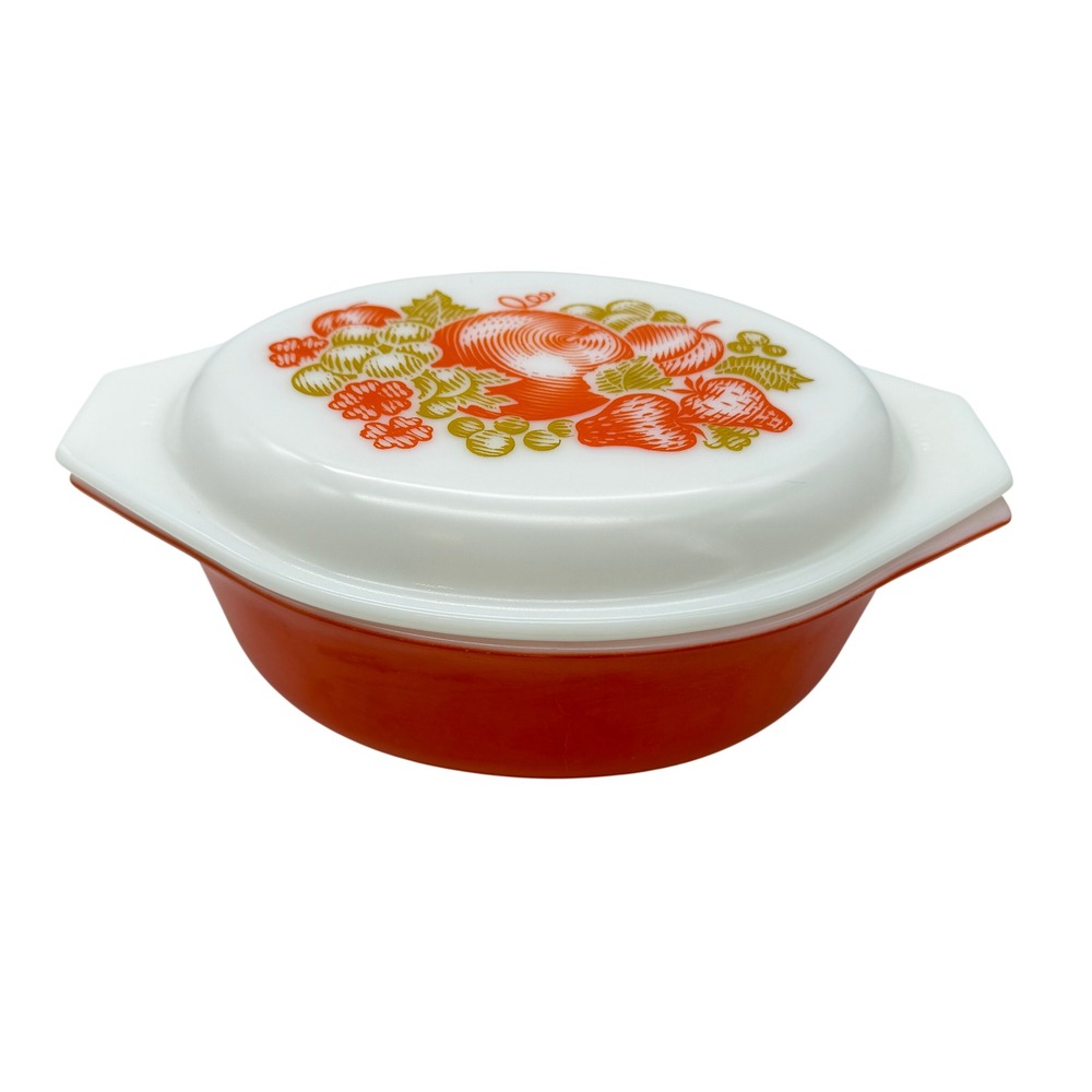 VTG Pyrex Orange Fiesta Oval Casserole Dish with Lid 043-C 1.5 QT